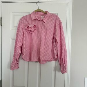 LoveShackFancy GAP Pink Cropped Buttondown Shirt